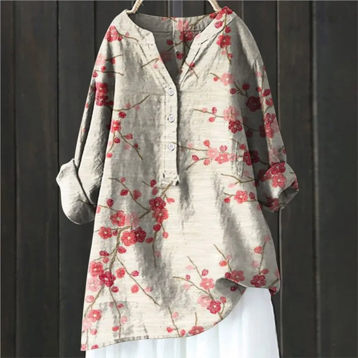 Maya | Women's Floral Button Front Long Sleeve Blouse