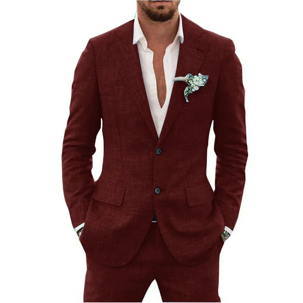 Adrian | Men's Tailored Linen Two Piece Suit Set