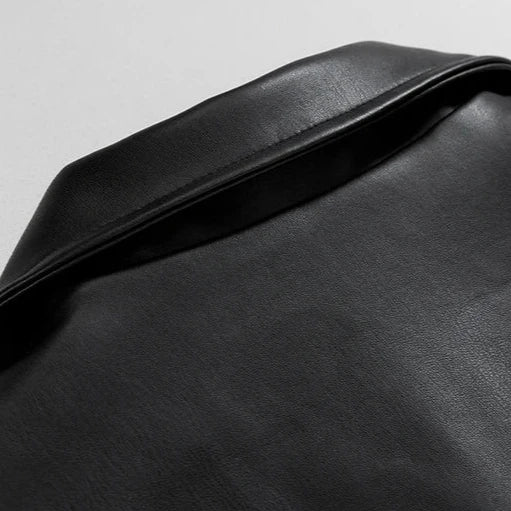 Evan | Men's Oversized Leather Zip Bomber Jacket