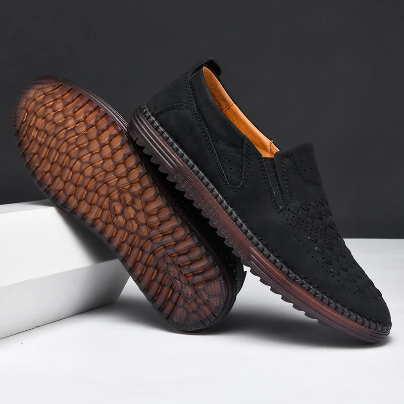 Travis | Men's Perforated Woven Slip-On Loafers