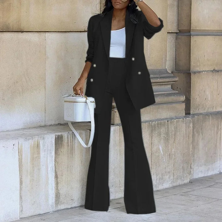Alina | Women's Double-Breasted Blazer Flare Suit Set