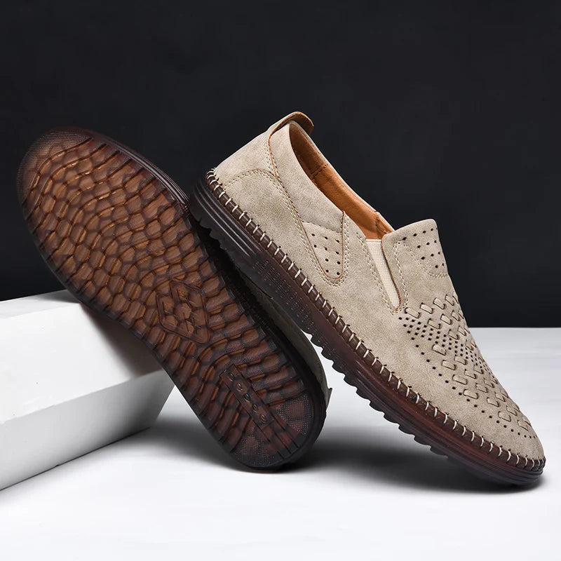 Travis | Men's Perforated Woven Slip-On Loafers