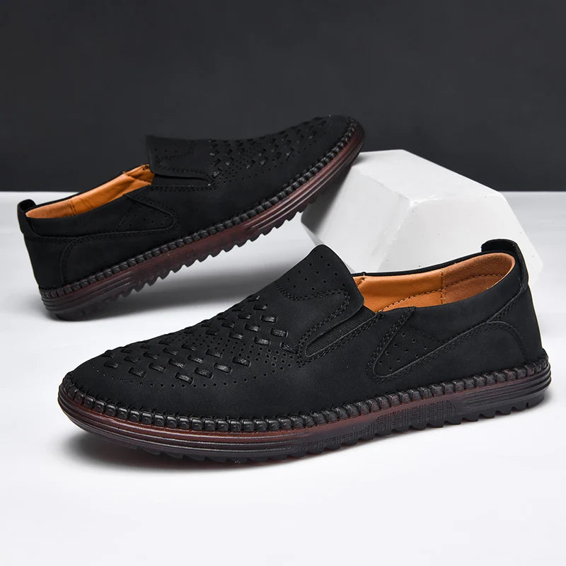 Travis | Men's Perforated Woven Slip-On Loafers