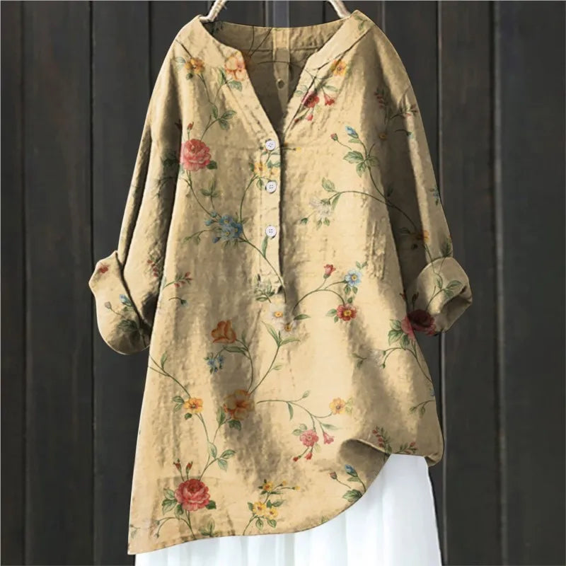 Maya | Women's Floral Button Front Long Sleeve Blouse
