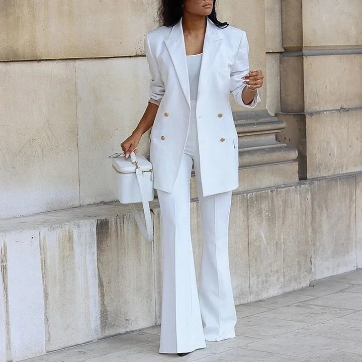 Alina | Women's Double-Breasted Blazer Flare Suit Set