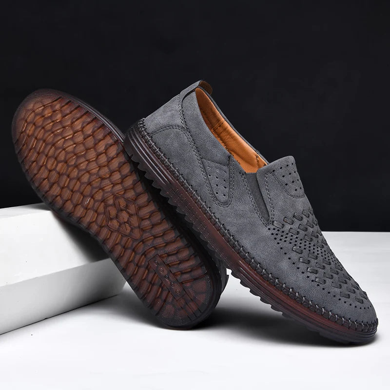 Travis | Men's Perforated Woven Slip-On Loafers