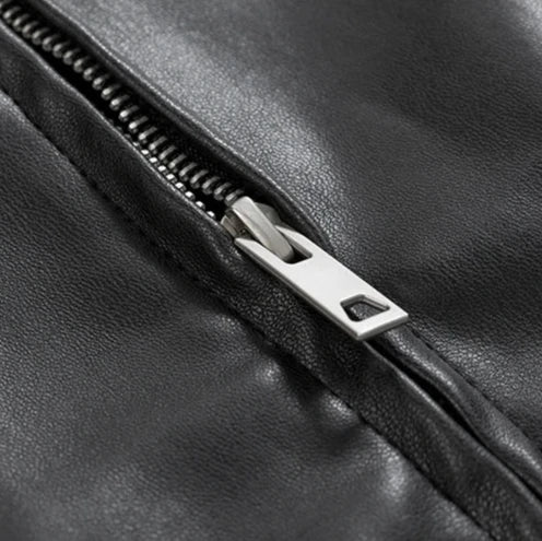 Evan | Men's Oversized Leather Zip Bomber Jacket