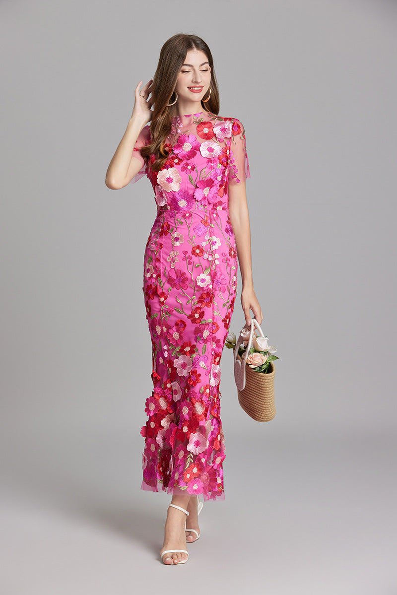 Isabella | Women's Appliqué Floral Mermaid Evening Dress