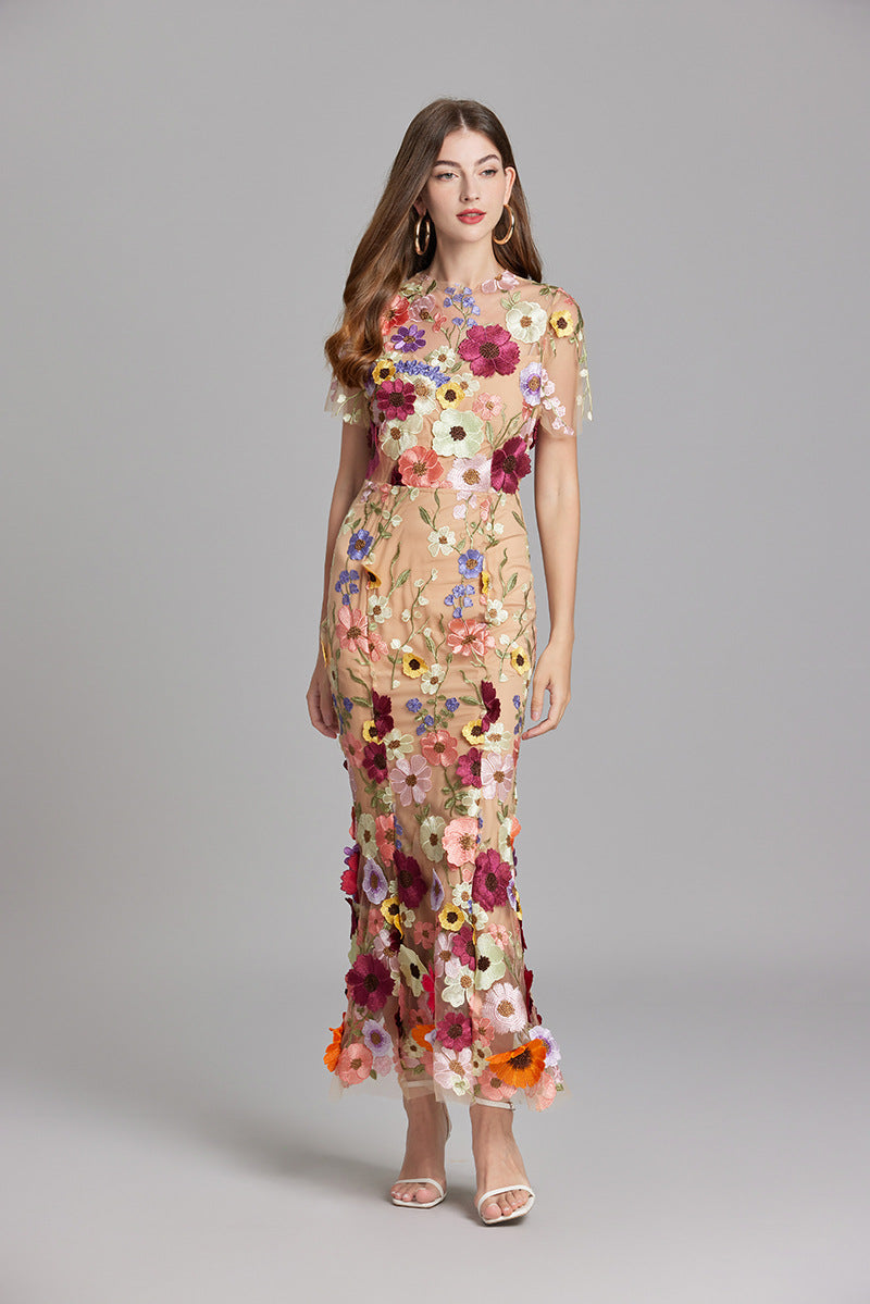 Isabella | Women's Appliqué Floral Mermaid Evening Dress
