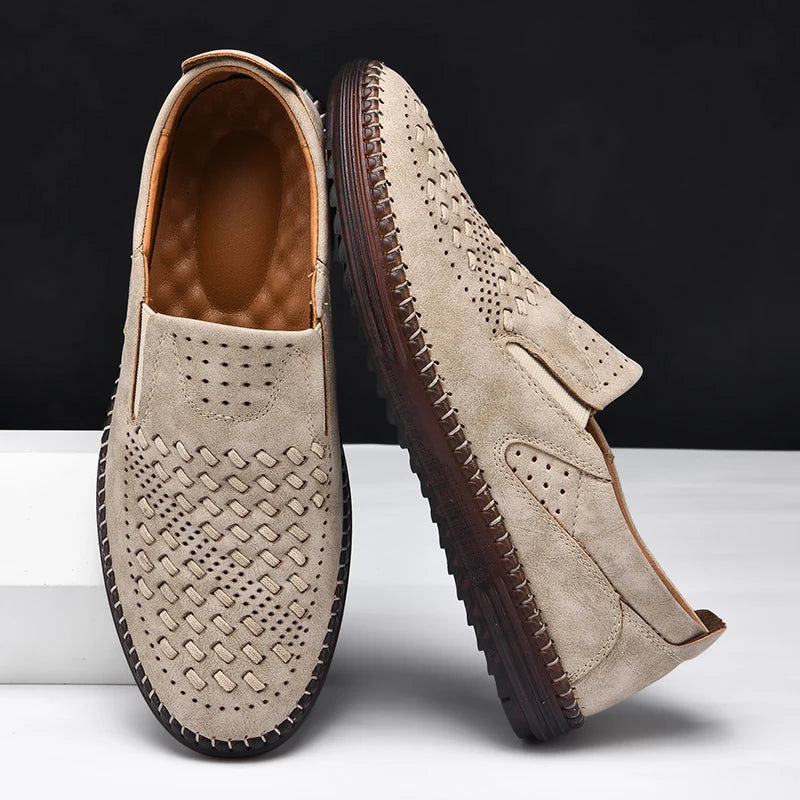Travis | Men's Perforated Woven Slip-On Loafers