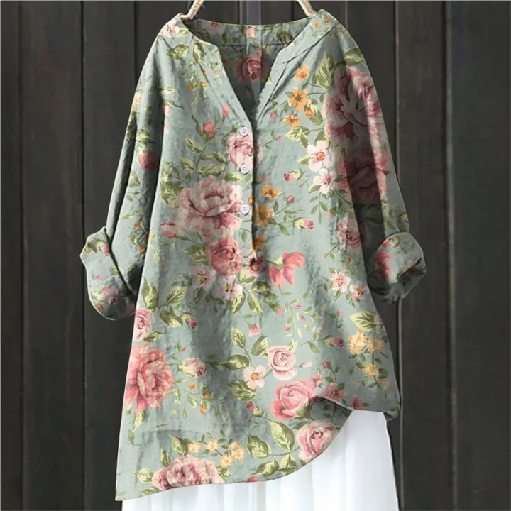 Maya | Women's Floral Button Front Long Sleeve Blouse