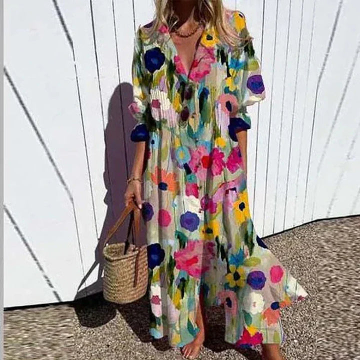Evelyn | Women's Collared Button Down Maxi Dress