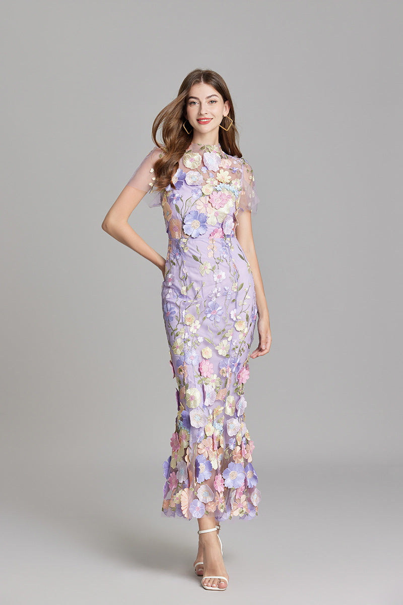 Isabella | Women's Appliqué Floral Mermaid Evening Dress
