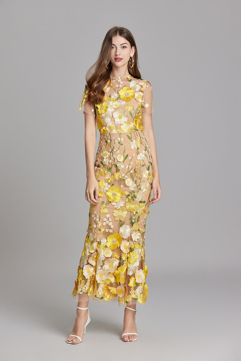 Isabella | Women's Appliqué Floral Mermaid Evening Dress