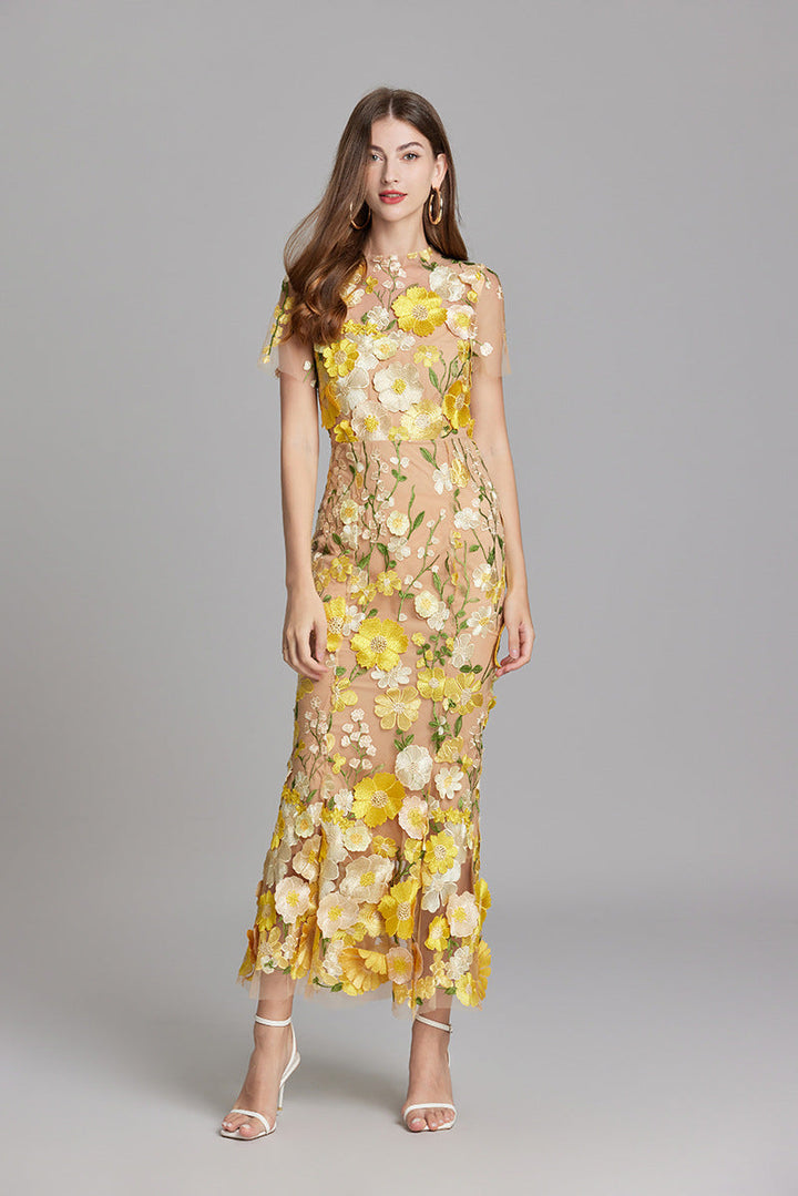 Isabella | Women's Appliqué Floral Mermaid Evening Dress
