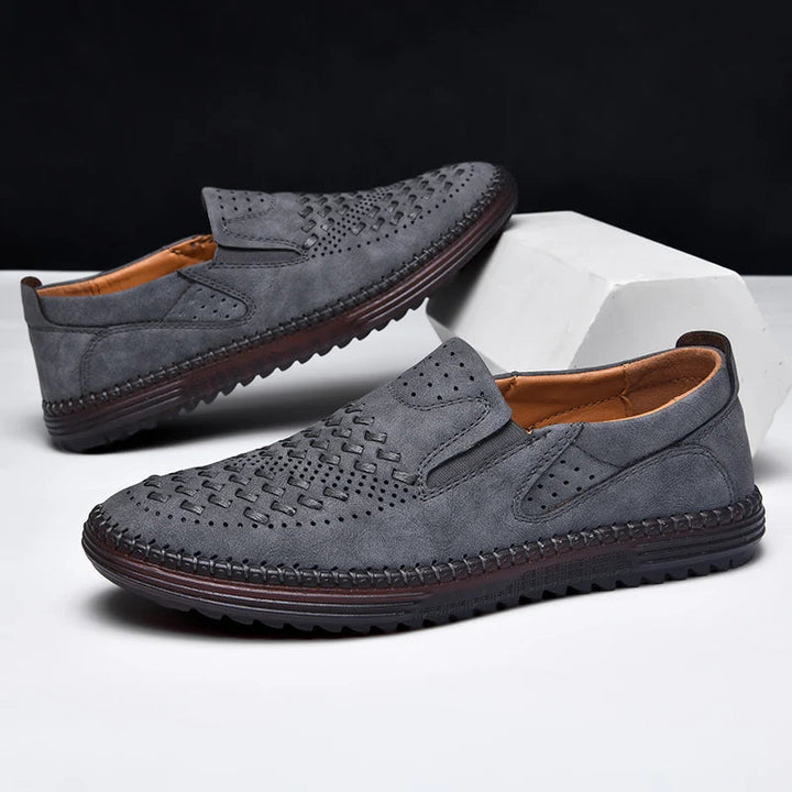 Travis | Men's Perforated Woven Slip-On Loafers