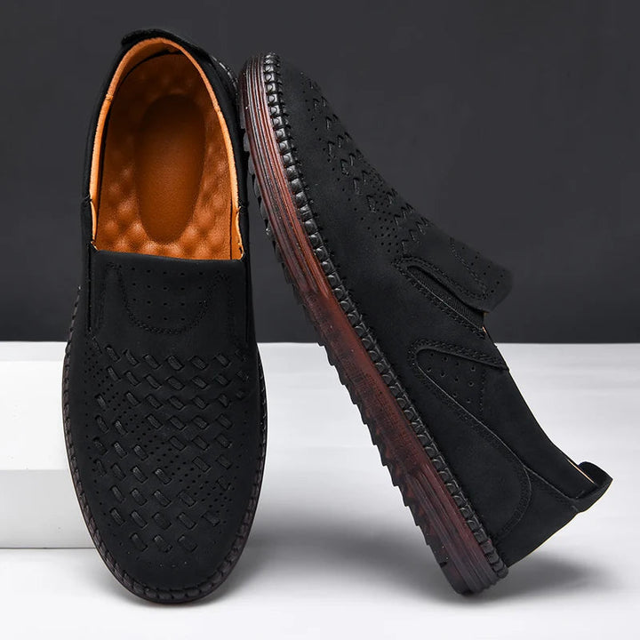 Travis | Men's Perforated Woven Slip-On Loafers