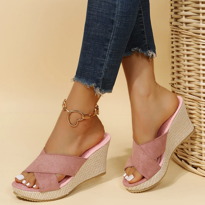 Zarelle | Women's Crisscross Strap Platform Open Toe Sandals