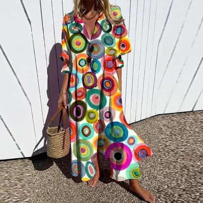 Evelyn | Women's Collared Button Down Maxi Dress