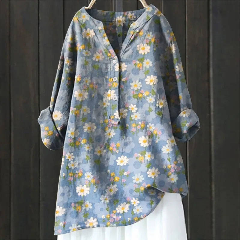 Maya | Women's Floral Button Front Long Sleeve Blouse