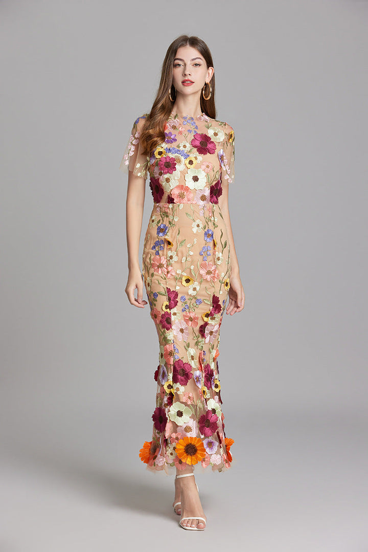 Isabella | Women's Appliqué Floral Mermaid Evening Dress