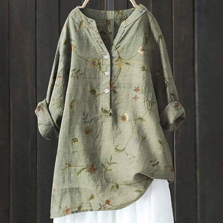Maya | Women's Floral Button Front Long Sleeve Blouse