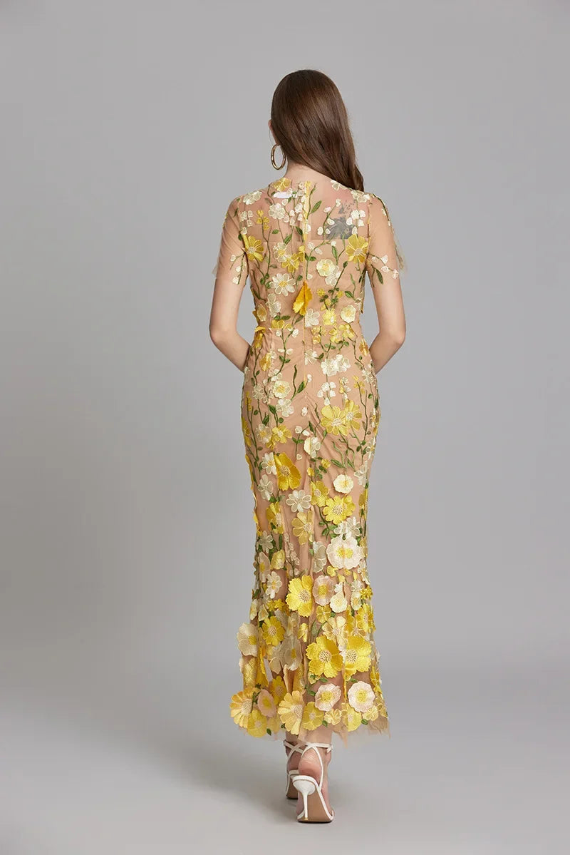 Isabella | Women's Appliqué Floral Mermaid Evening Dress