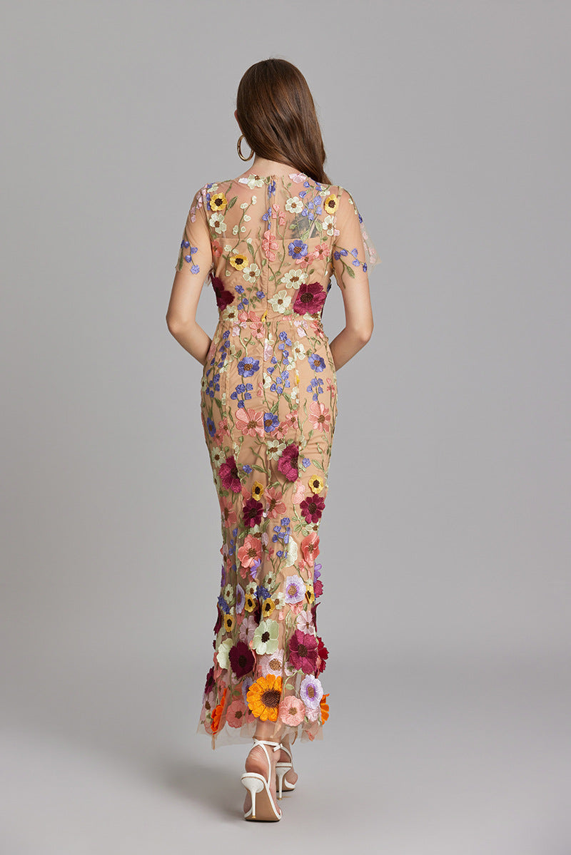 Isabella | Women's Appliqué Floral Mermaid Evening Dress