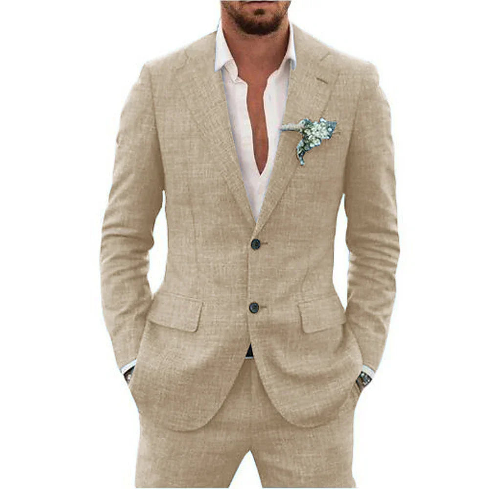 Adrian | Men's Tailored Linen Two Piece Suit Set