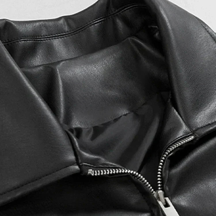 Evan | Men's Oversized Leather Zip Bomber Jacket