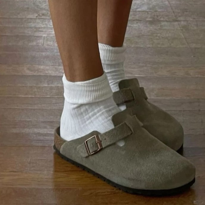 Vera | Women's Closed Toe Buckle Strap Flat Clogs