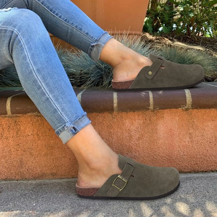 Vera | Women's Closed Toe Buckle Strap Flat Clogs