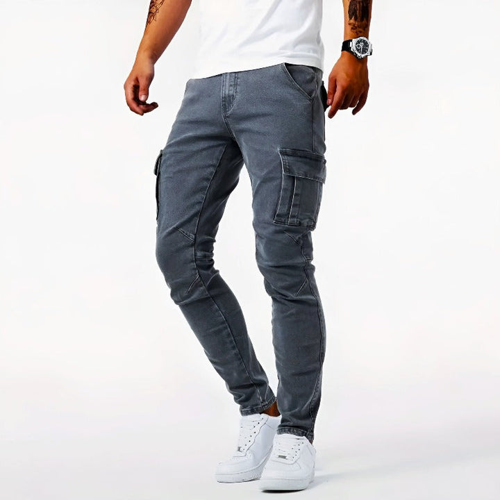 Ethan | Men's Slim-Fit Stretch Cargo Denim Jeans
