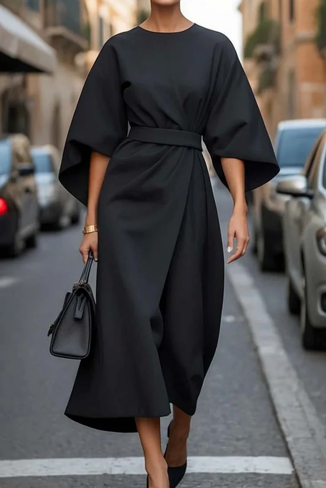 Selene | Women's Waist-Tie Kimono Sleeve Midi Dress