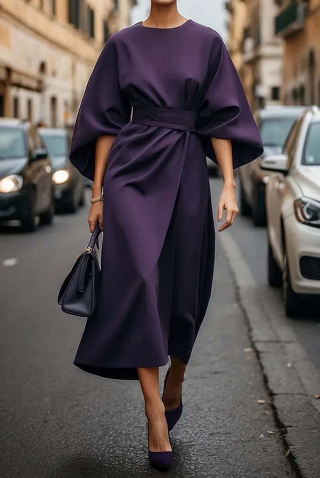 Selene | Women's Waist-Tie Kimono Sleeve Midi Dress