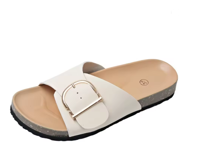 Elina | Women's Open Toe Buckle Strap Slide Sandals