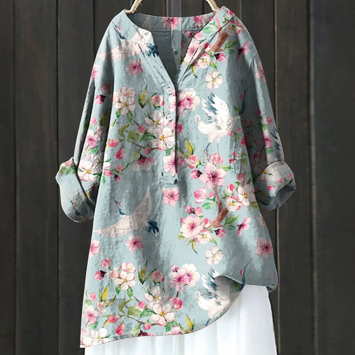 Maya | Women's Floral Button Front Long Sleeve Blouse