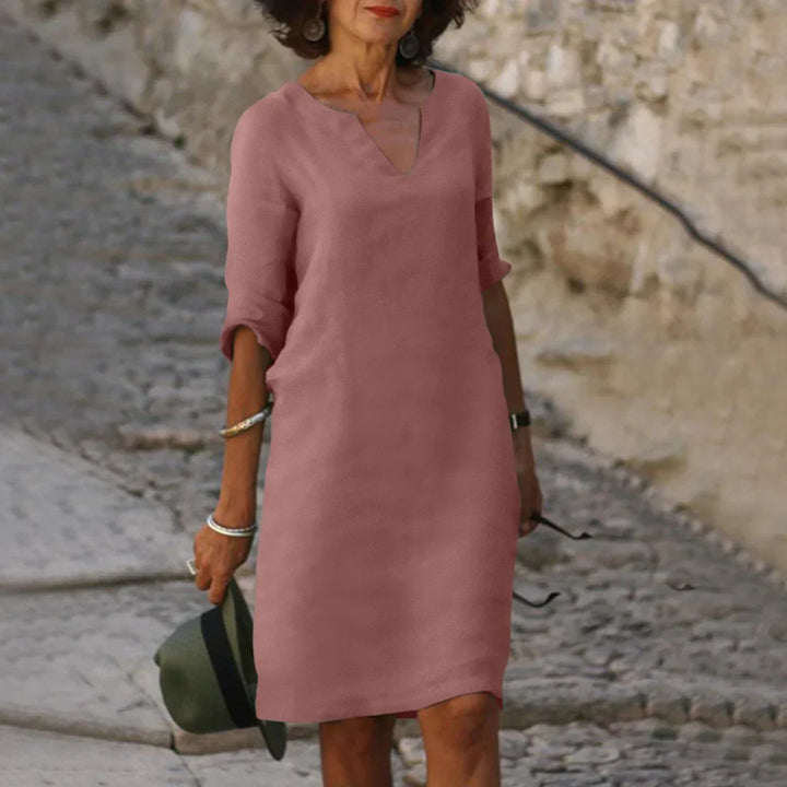 Naomi | Women's V-Neck Half Sleeve Shift Dress