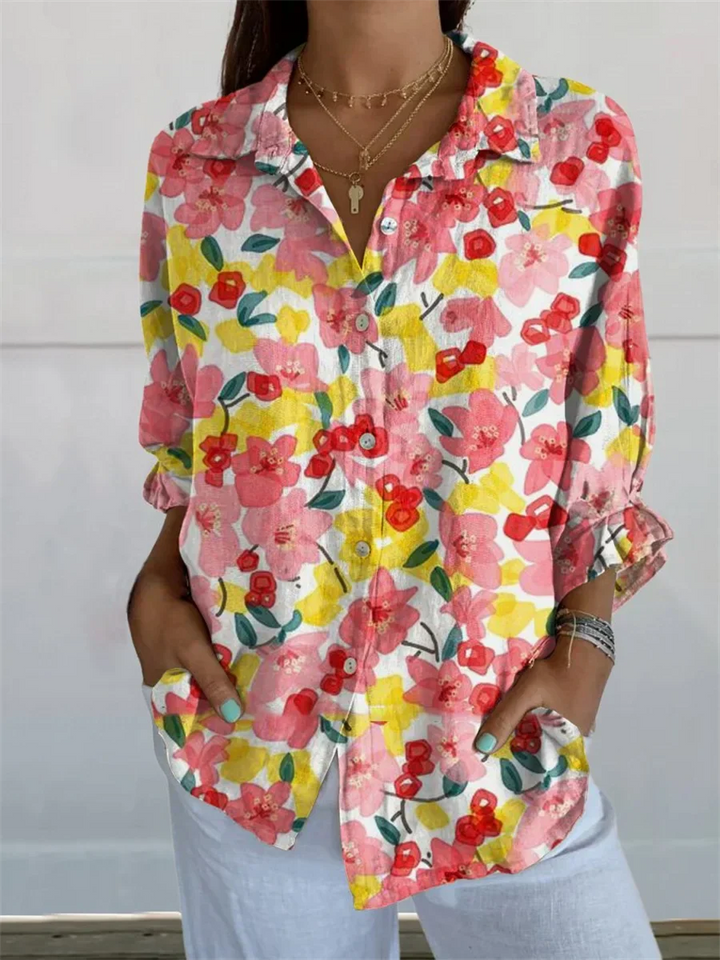 Talia | Women's Abstract Print Button Up Casual Shirt