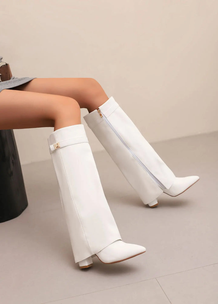 Camila | Women's Suede Tall Boots With Block Heel