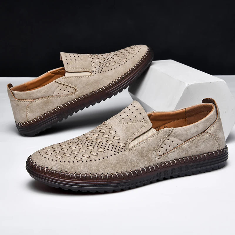 Travis | Men's Perforated Woven Slip-On Loafers
