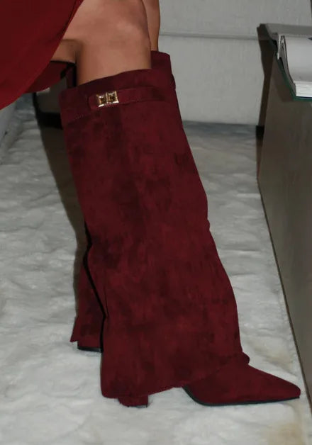 Camila | Women's Suede Tall Boots With Block Heel
