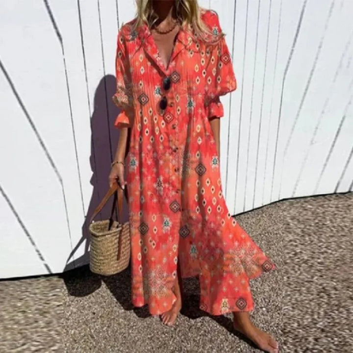 Evelyn | Women's Collared Button Down Maxi Dress
