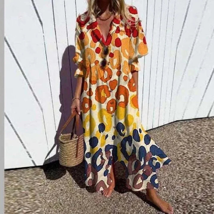 Evelyn | Women's Collared Button Down Maxi Dress