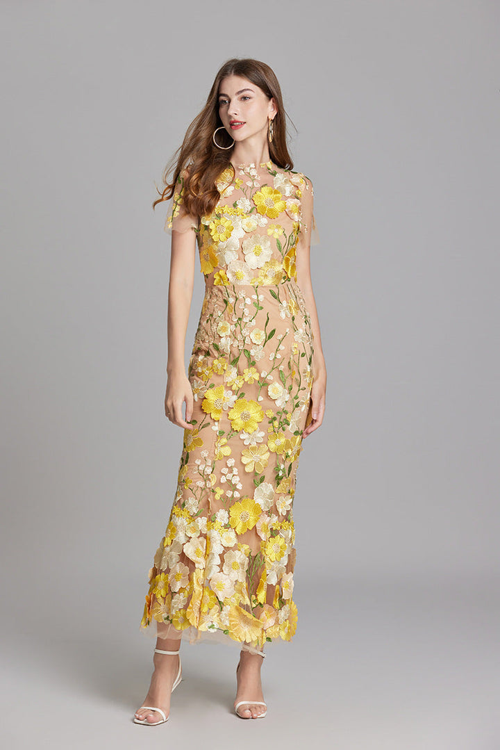 Isabella | Women's Appliqué Floral Mermaid Evening Dress