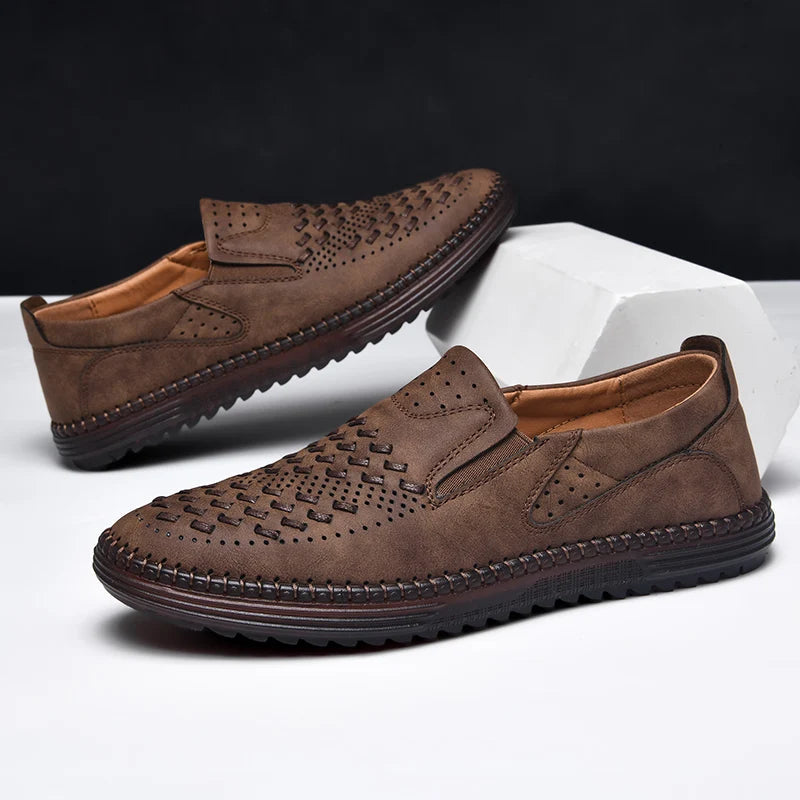 Travis | Men's Perforated Woven Slip-On Loafers