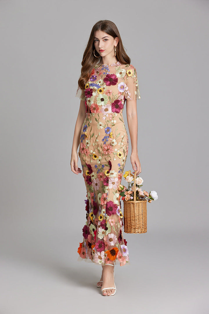 Isabella | Women's Appliqué Floral Mermaid Evening Dress