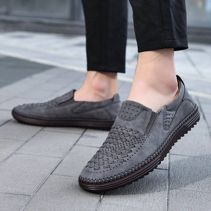 Travis | Men's Perforated Woven Slip-On Loafers