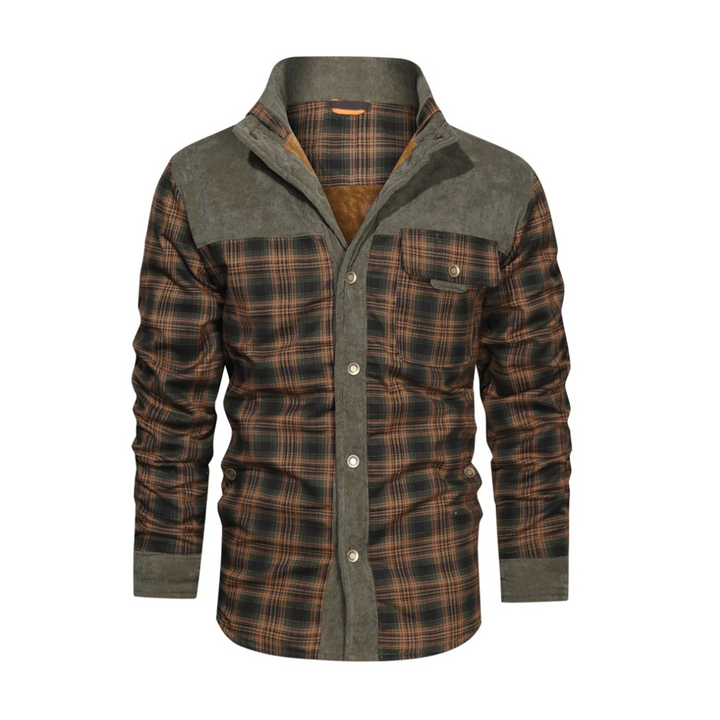Men's Checked Outdoor Jacket Lightweight Warm Casual Wool-Blend Coat