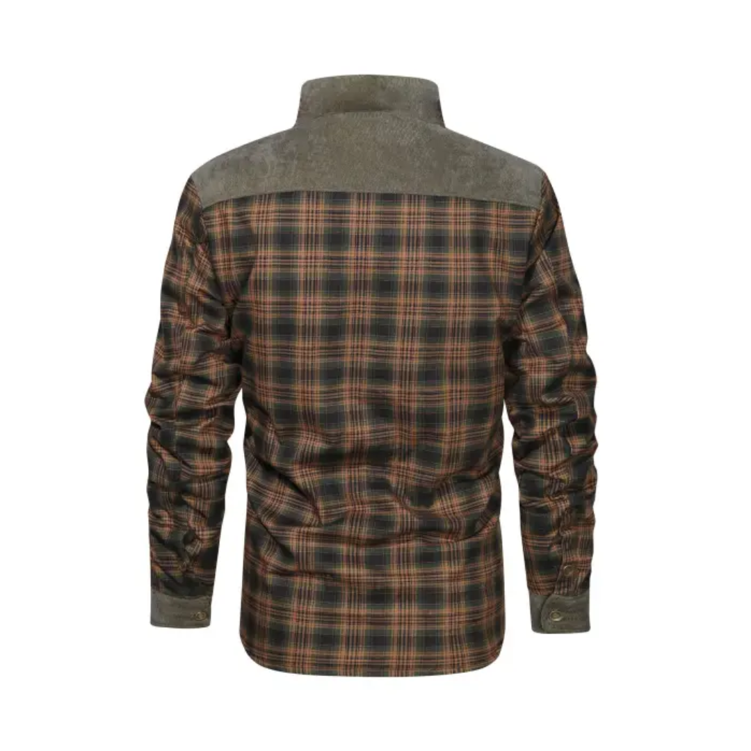 Men's Checked Outdoor Jacket Lightweight Warm Casual Wool-Blend Coat